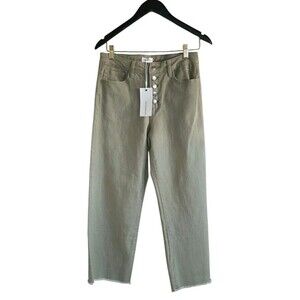 Annie Wear High Rise Wide Leg Cropped Denim Women's Medium Green Button Fly NWT